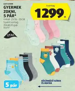 ALDI LILY & DAN Gyermek Zokni, 5 pár ajánlat