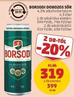 PENNY Borsodi Dobozos Sör ajánlat