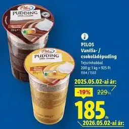 Lidl PILOS Vanília- / csokoládépuding ajánlat