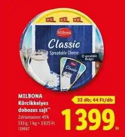 Lidl MILBONA Körcikkelyes dobozos sajt ajánlat