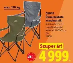 Lidl CRIVIT Összecsukható kempingszék ajánlat