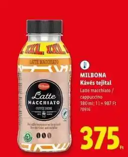 Lidl Milbona Kávés tejital ajánlat