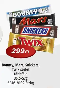 Real Bounty, Mars, Snickers, Twix szelet ajánlat