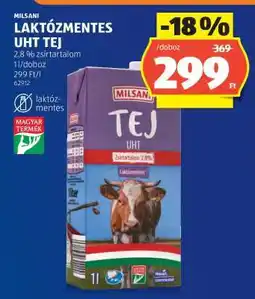 ALDI MILSANI LAKTÓZMENTES UHT TEJ ajánlat
