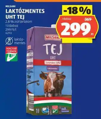 MILSANI LAKTÓZMENTES UHT TEJ