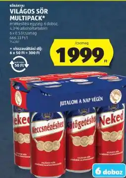 ALDI Kőbányai Világos Sör Multipack ajánlat