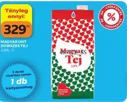 Auchan Magyar UHT dobozos tej ajánlat