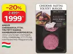 Auchan Angus cheddarsaljttal töltött marha hamburger húspogácsa ajánlat