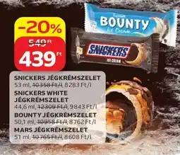 Auchan Snickers, bounty vagy mars jégkrémszelet ajánlat