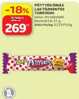 Auchan Pöttyös Óriás Laktózmentes Túró Rudi ajánlat
