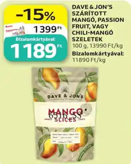 Auchan Dave & jons szárított mangó, passion fruit, vagy chili-mangó szeletek ajánlat