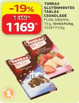 Auchan Torras gluténmentes táblás csokoládé ajánlat