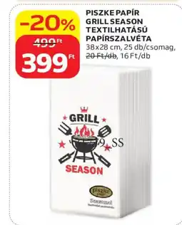 Auchan Piszke Papír Grill Season textilhatású papírszalvéta ajánlat