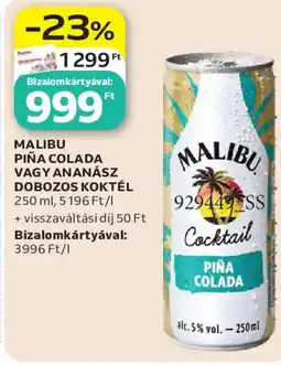 Auchan Malibu piña colada vagy ananász dobozos koktél ajánlat