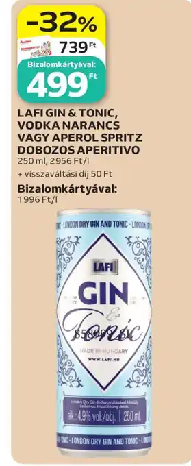 Lafi gin & tonic, vodka narancs vagy aperol spritz dobozos aperitivo