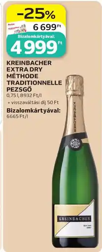 Auchan Kreinbacher extra dry méthode traditionnelle pezsgő ajánlat