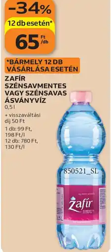 Auchan Zafír szénsavmentes vagy szénsavas ásványvíz ajánlat
