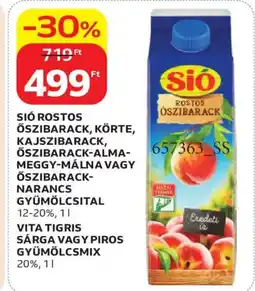 Auchan Sió rostos gyümölcsital vagy Vita Tigris gyümölcsmix ajánlat