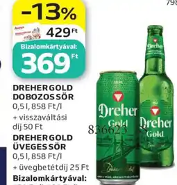 Auchan Dreher Gold dobozos vagy üveges sör ajánlat