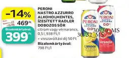 Auchan Peroni Nastro Azzurro alkoholmentes, ízesített radler dobozos sör ajánlat