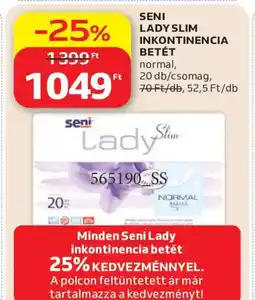 Auchan Seni Lady Slim inkontinencia betét ajánlat