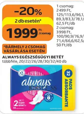 Auchan Always egészségügyi betét ajánlat