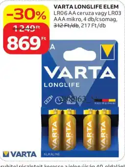 Auchan Varta longlife elem ajánlat