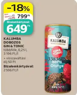 Auchan Kalumba dobozos Gin & Tonic ajánlat