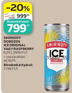 Auchan Smirnoff dobozos Ice Original vagy Raspberry ajánlat