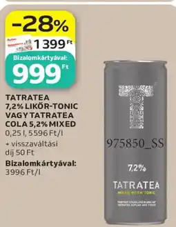 Auchan Tatratea likőr-tonic vagy cola mixed ajánlat