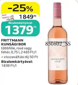 Auchan Frittmann Kunsági bor ajánlat