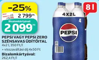 Pepsi vagy Pepsi Zero szénsavas üdítőital