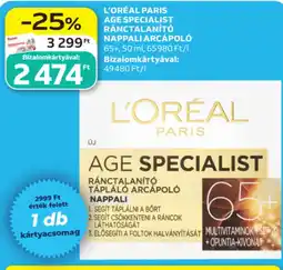 Auchan Loréal paris age specialist ránctalanító nappali arcápoló ajánlat