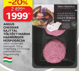 Auchan Terra Pannonia Angus Cheddar sajttal töltött marha hamburger húspogácsa ajánlat