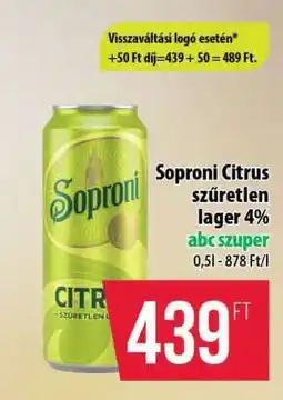 Coop Soproni Citrus szűretlen lager 4% ajánlat