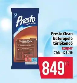 Coop Presto Clean bútorápoló törlőkendő ajánlat