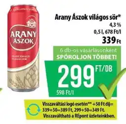 Coop Arany Ászok Világos sör ajánlat