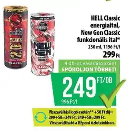 Coop HELL Classic energiaital, New Gen Classic funkcionális ital ajánlat