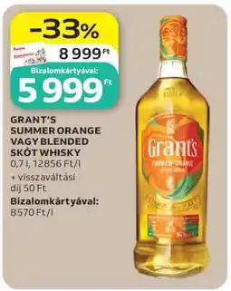 Auchan GRANT’S SUMMER ORANGE VAGY BLENDED SKÓT WHISKY ajánlat