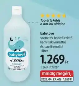 DM Babylove szenzitív babafürdető kamillakivonattal és panthenollal ajánlat