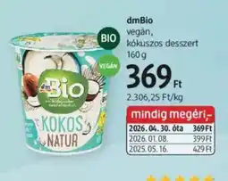 DM DmBio vegán kókuszos desszert ajánlat