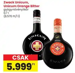Spar Market Zwack Unicum, Unicum Orange Bitter gyógynövénylikőr ajánlat