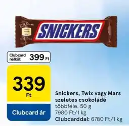 Tesco Snickers, Twix vagy Mars szeletes csokoládé ajánlat