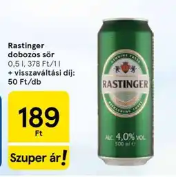 Tesco Rastinger dobozos sör ajánlat