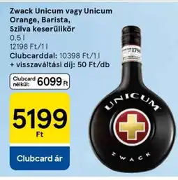 Tesco Zwack Unicum vagy Unicum Orange, Barista, Szilva keserűlikőr ajánlat