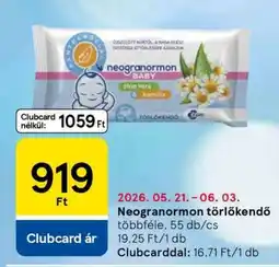 Tesco Neogranormon törlőkendő ajánlat