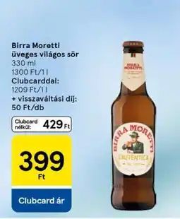 Tesco Birra Moretti üveges világos sör ajánlat