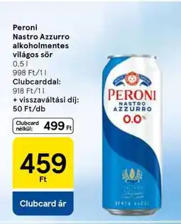 Tesco Peroni Nastro Azzurro alkoholmentes világos sör ajánlat
