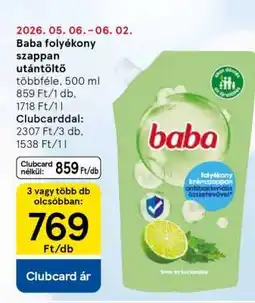 Tesco Baba folyékony szappan utántöltő ajánlat