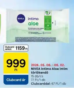 Tesco NIVEA Intimo Aloe intim törlőkendő ajánlat